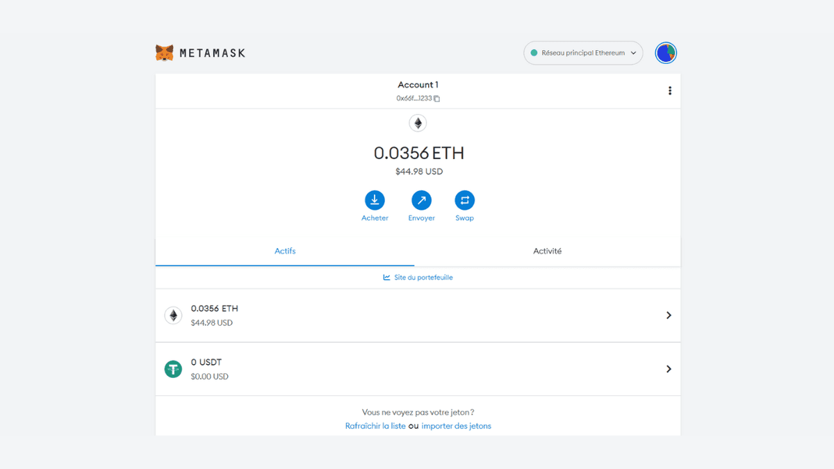 Comment déposer des cryptos sur Young Platform avec Metamask