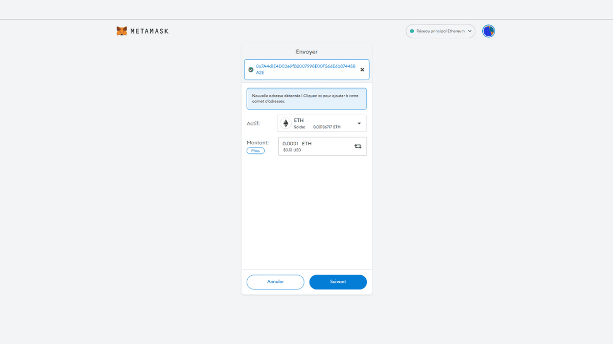 Comment saisir le montant que tu souhaites déposer sur Young Platform avec Metamask