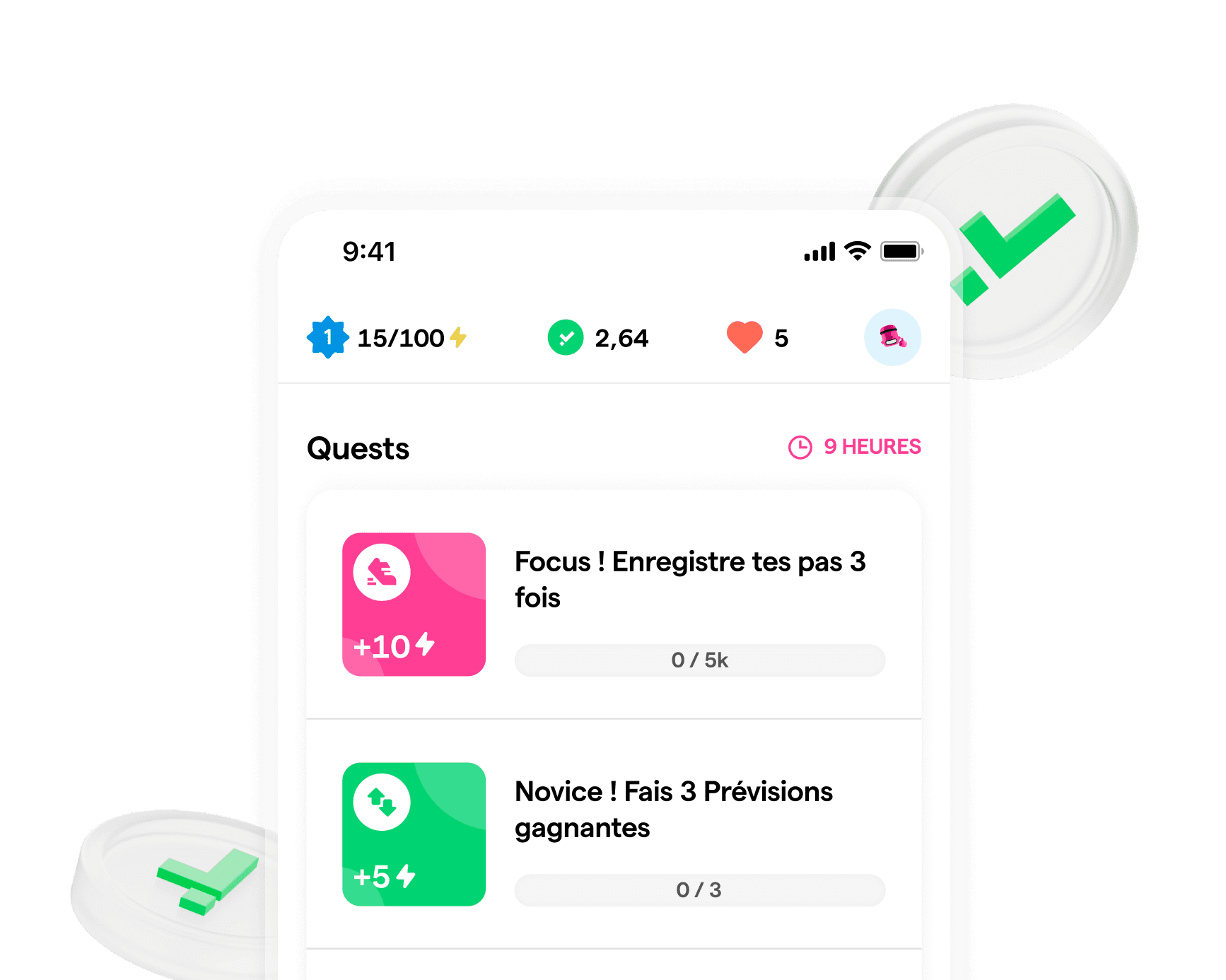 Écran des quests Young Platform Step