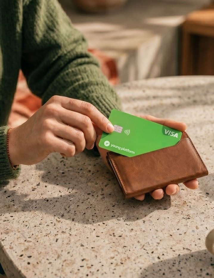 La Carta Young Platform appoggiata su un portafoglio in pelle