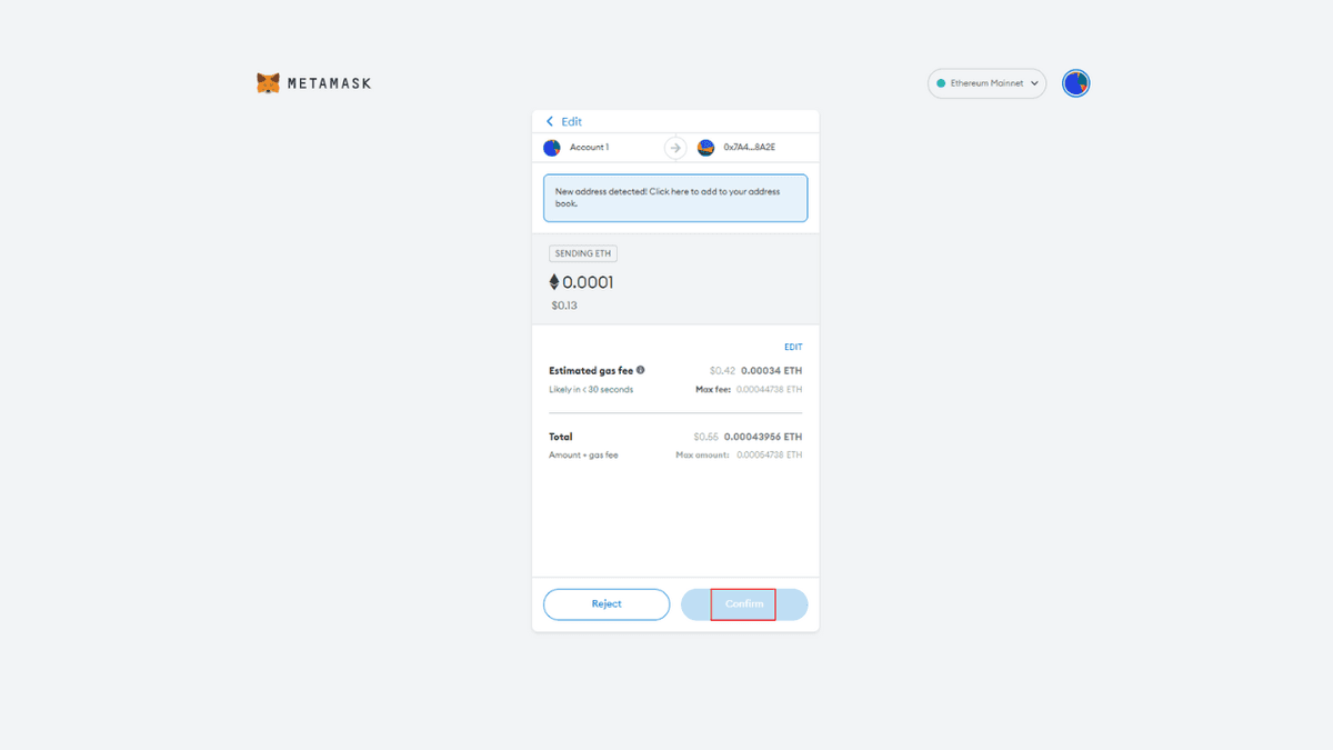 How to confirm the transaction on Metamask