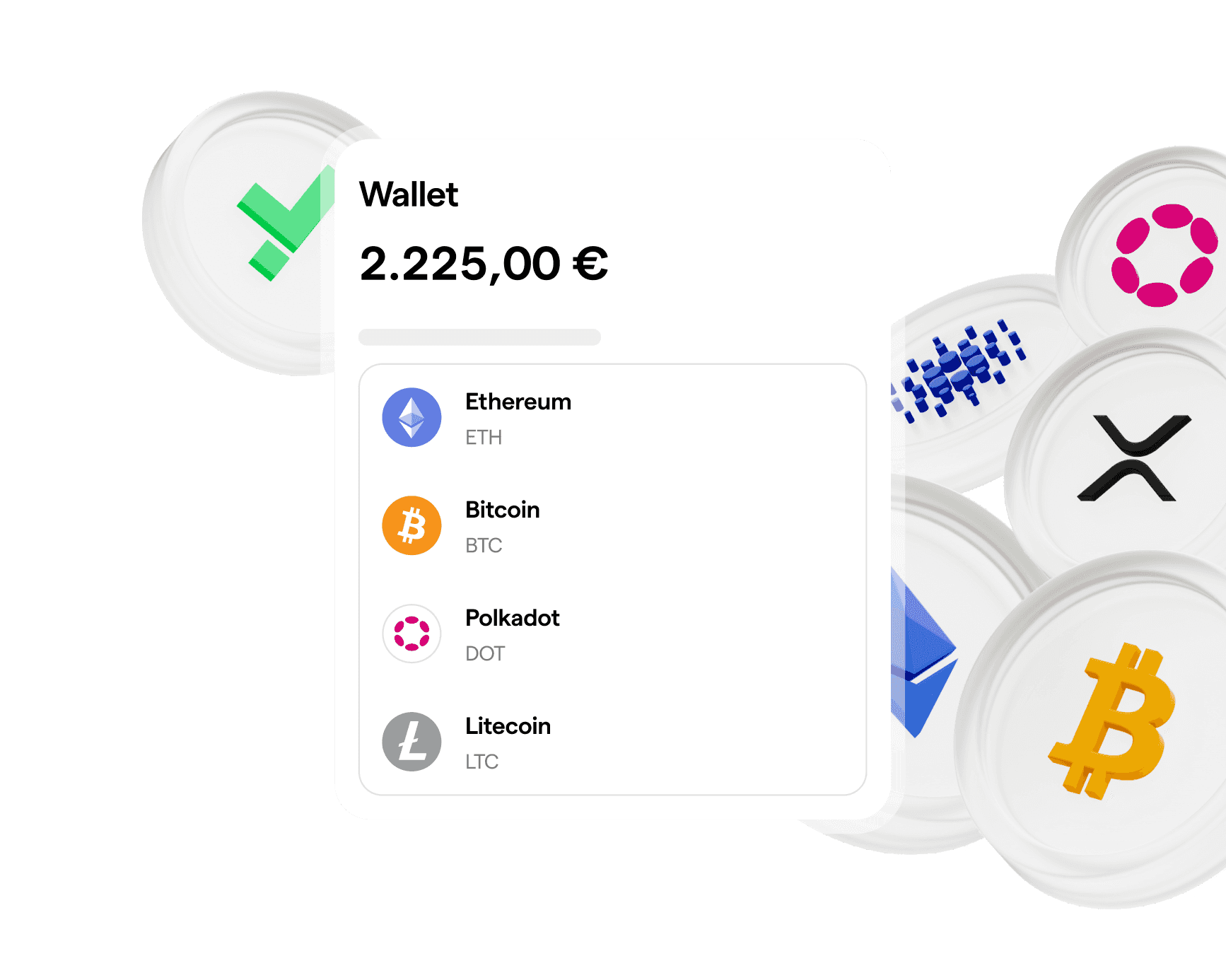 coin token and cryptocurrency list in the young platform wallet