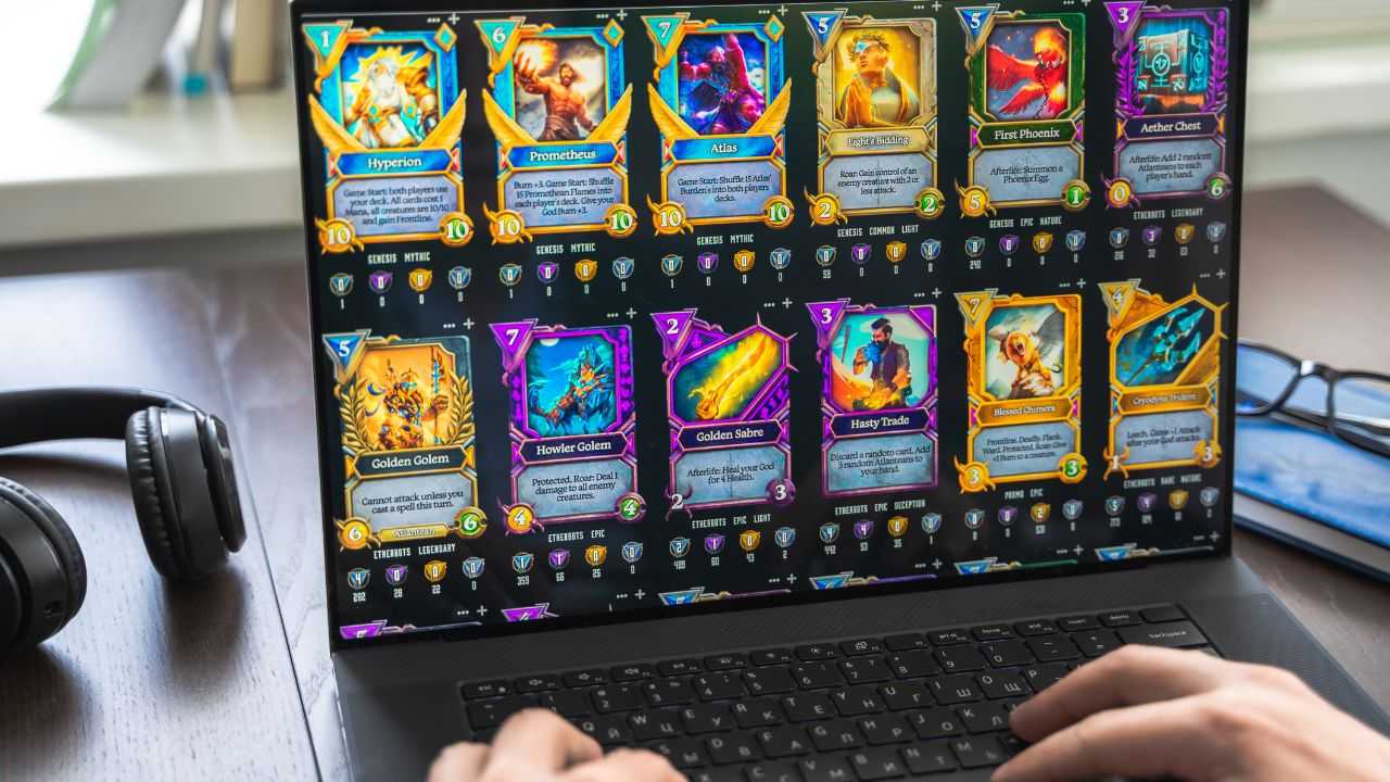 Gods Unchained crypto game carte basato sulla blockchain Immutable X mostrato su schermo di PC portatile